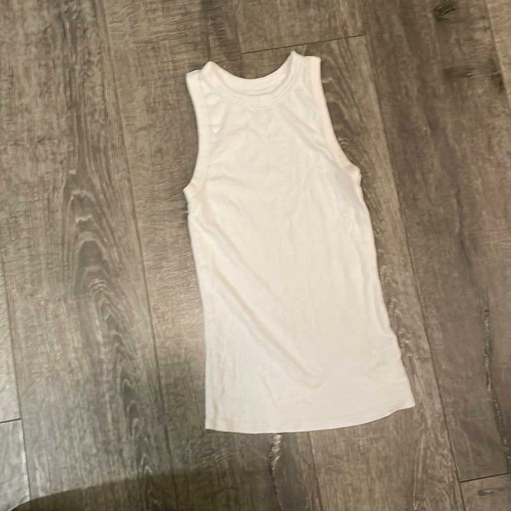 women’s tank top longer top white ribbed